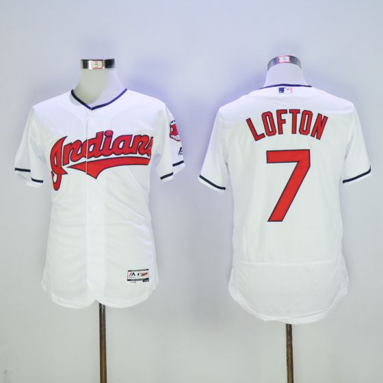 Men Cleveland Indians 7 Kenny Lofton White Elite MLB Jerseys
